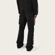 Stacked Utility Windbreaker Pants - Black