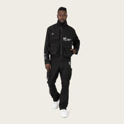 Stacked Utility Windbreaker Pants - Black