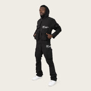 Stacked Utility Windbreaker Pants - Black