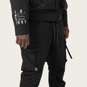 Stacked Utility Windbreaker Pants - Black