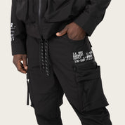 Stacked Utility Windbreaker Pants - Black