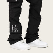 Stacked Utility Windbreaker Pants - Black