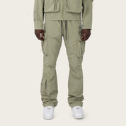 Stacked Utility Windbreaker Pants - Oil Green