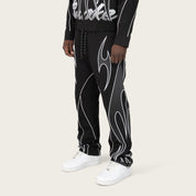 Straight Gear Shift Windbreaker Pants - Black