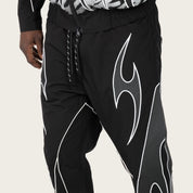 Straight Gear Shift Windbreaker Pants - Black