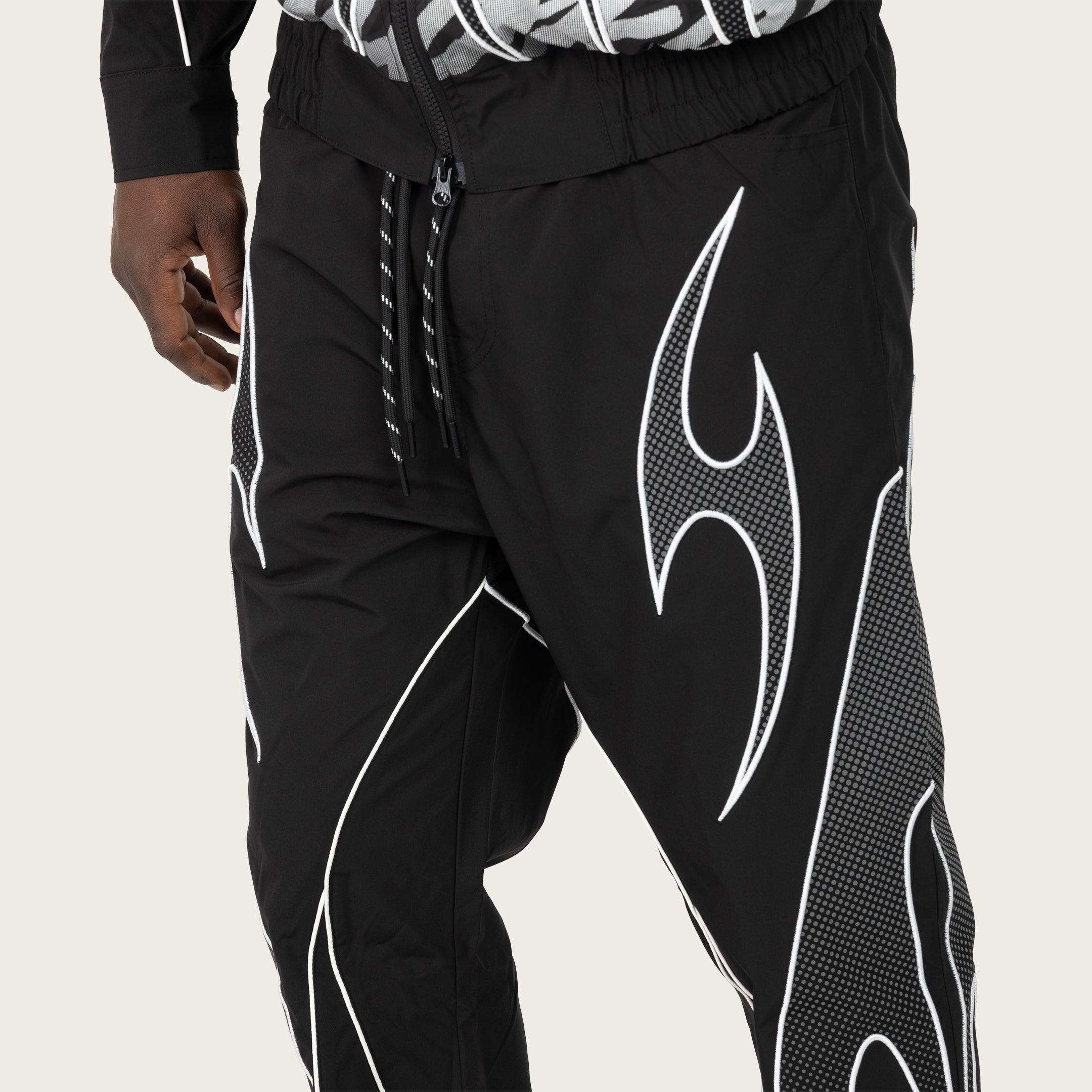 Straight Gear Shift Windbreaker Pants - Black