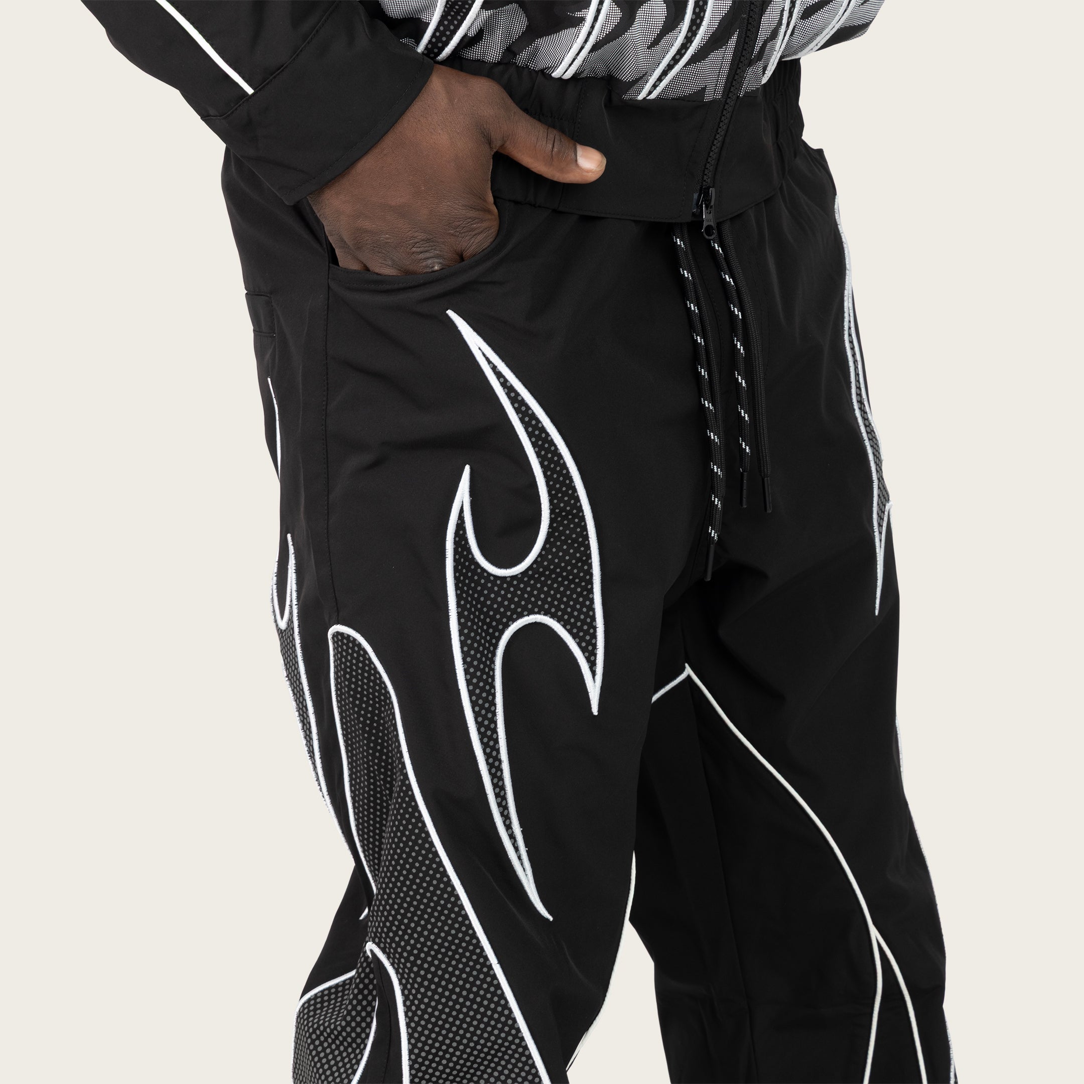 Straight Gear Shift Windbreaker Pants - Black