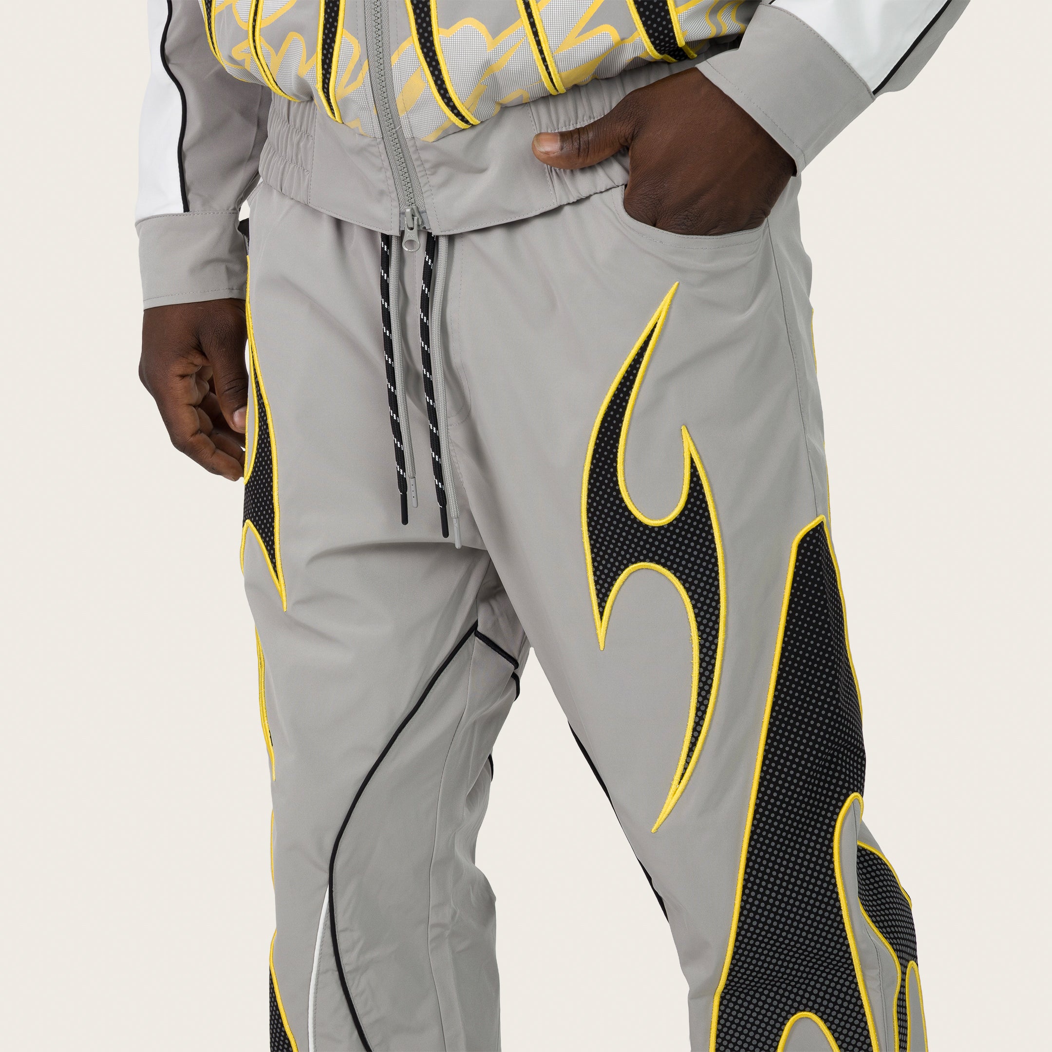 Straight Gear Shift Windbreaker Pants - Light Grey