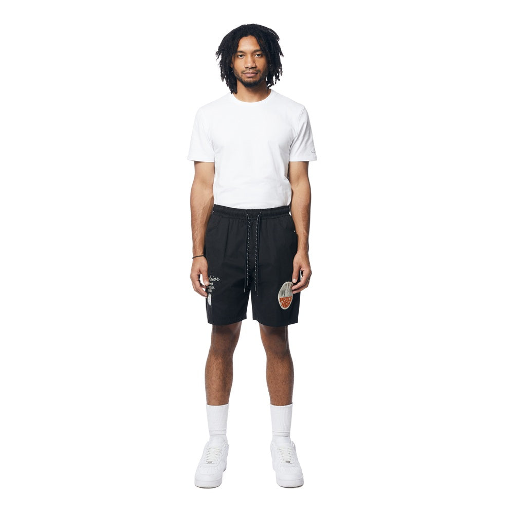 Fashion Military Windbreaker Shorts - Black