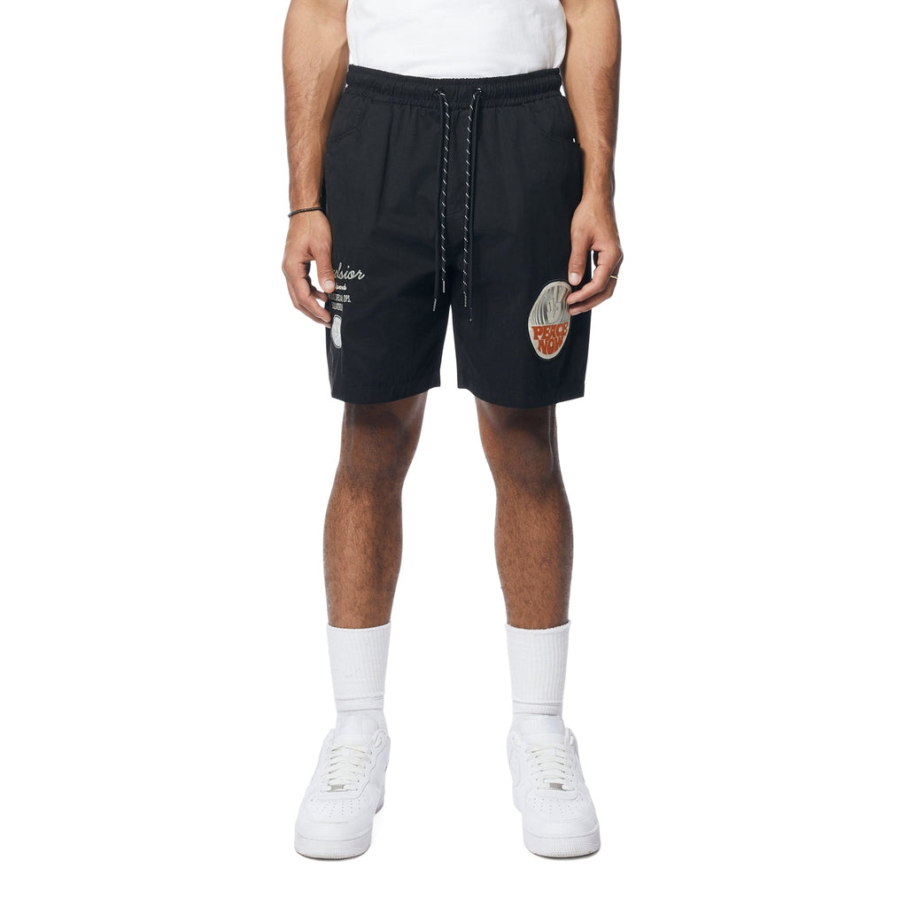 Smoke Rise Fashion Military Windbreaker Shorts - Black