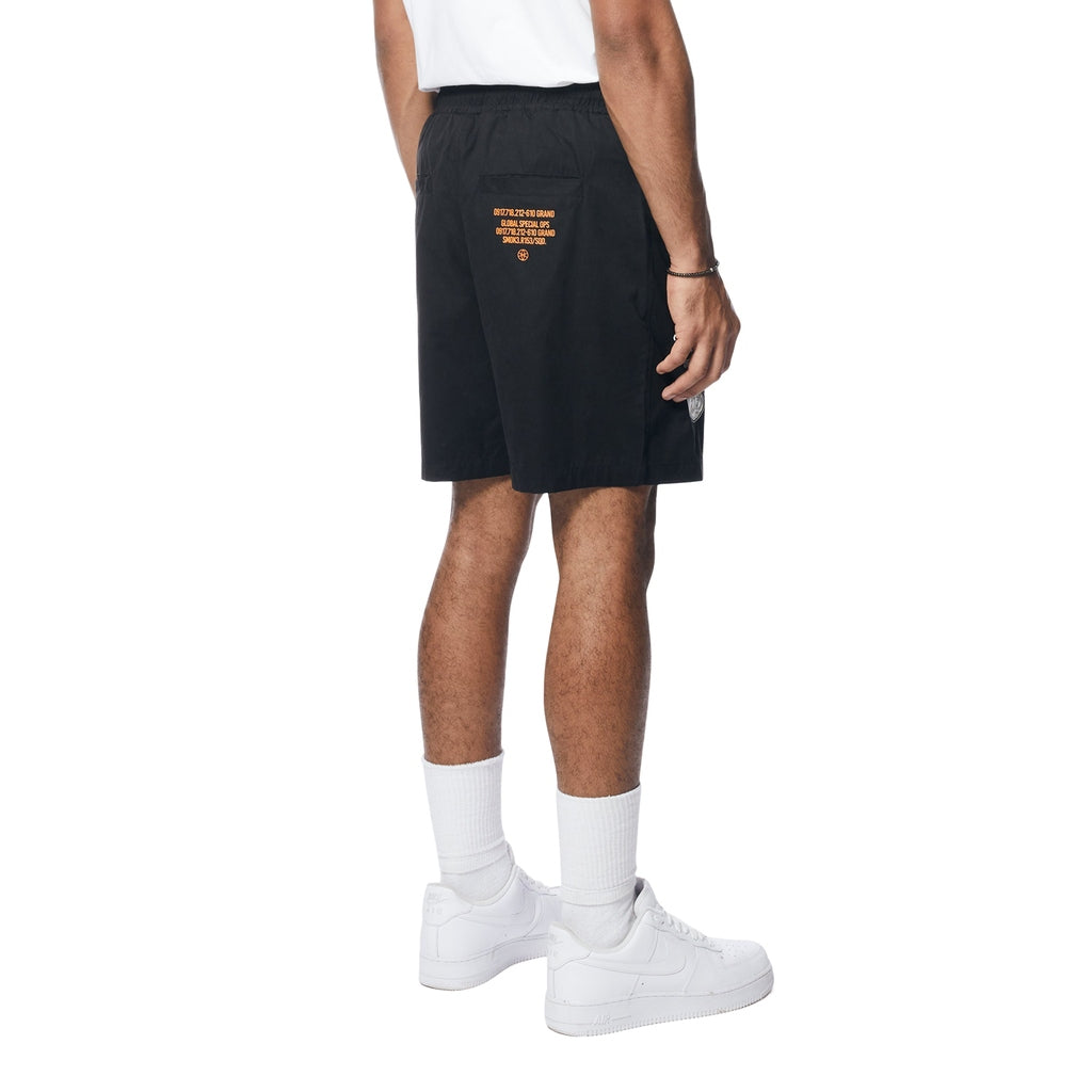 Smoke Rise Fashion Military Windbreaker Shorts - Black