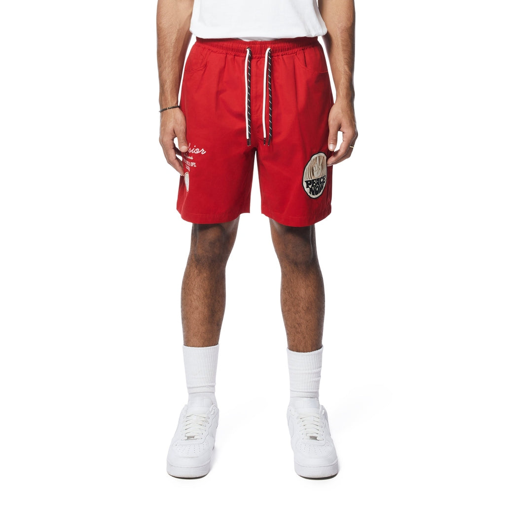 Smoke Rise Fashion Military Windbreaker Shorts - Red