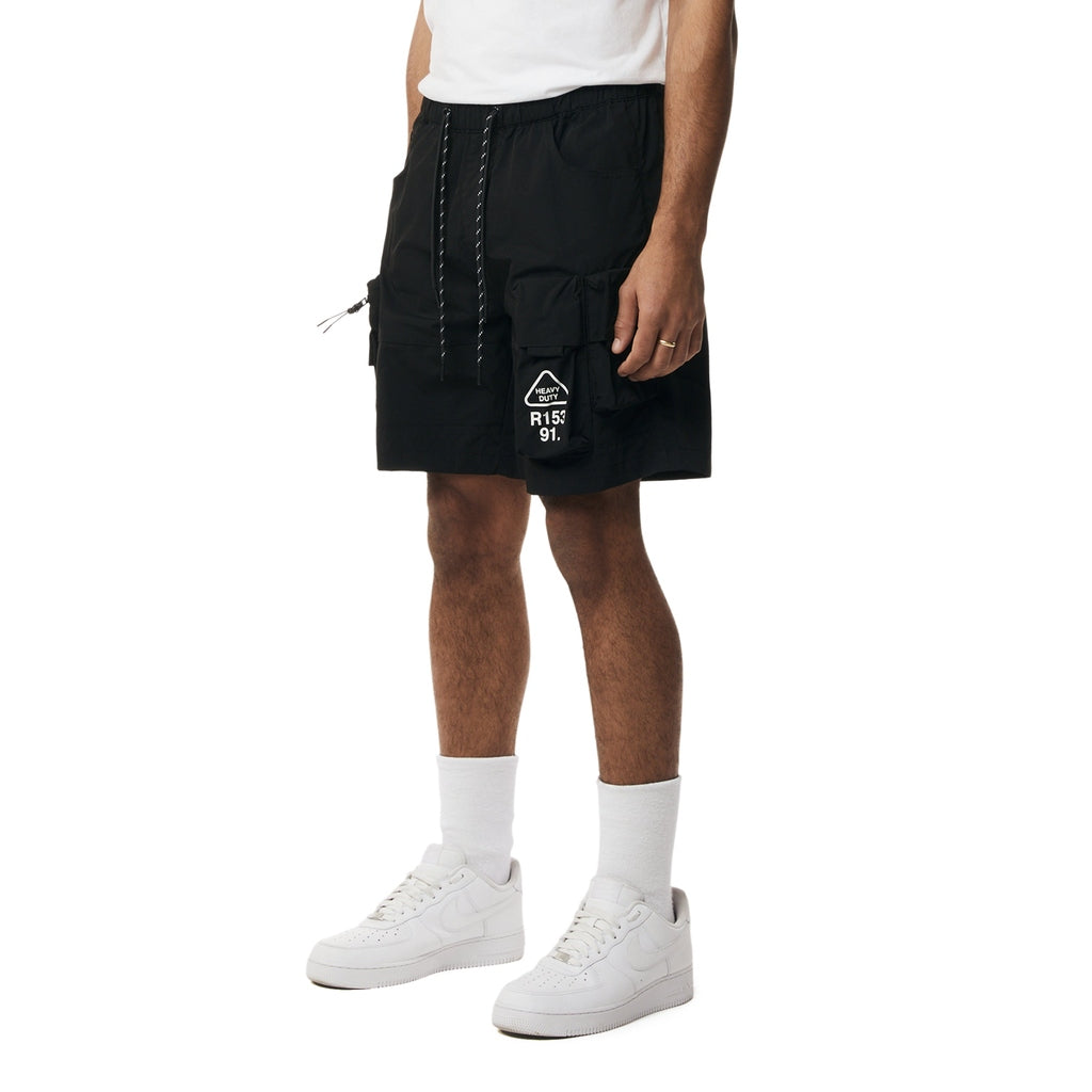 Smoke Rise Utility Windbreaker Cargo Shorts - Black