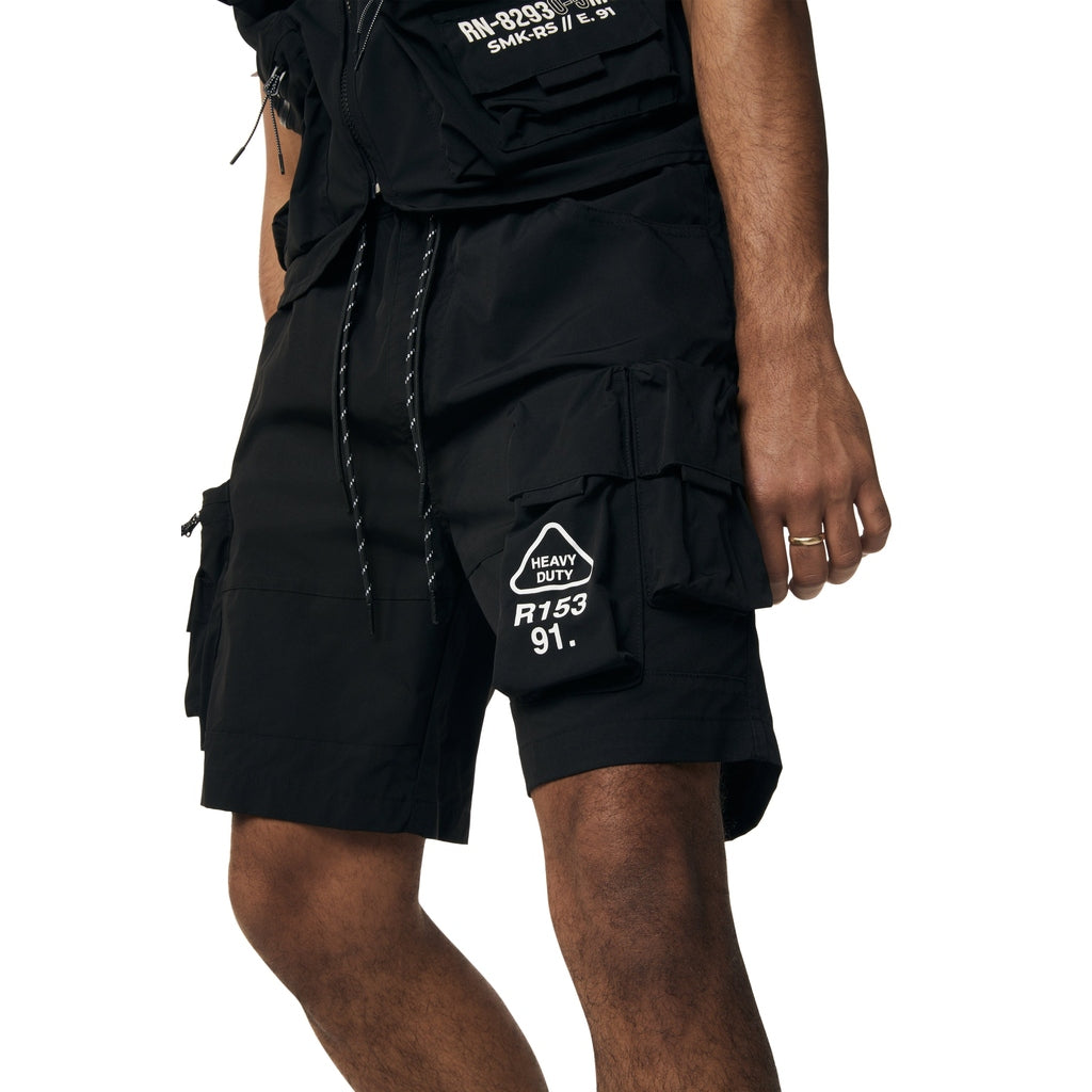 Smoke Rise Utility Windbreaker Cargo Shorts - Black