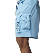 Smoke Rise Utility Windbreaker Cargo Shorts - Carolina Blue