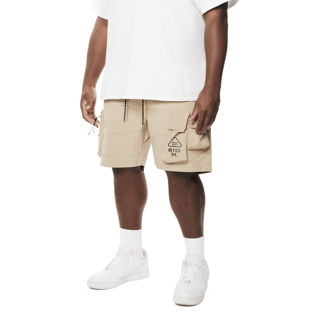 Smoke Rise Big and Tall Big and Tall - Utility Windbreaker Cargo Shorts - Khaki