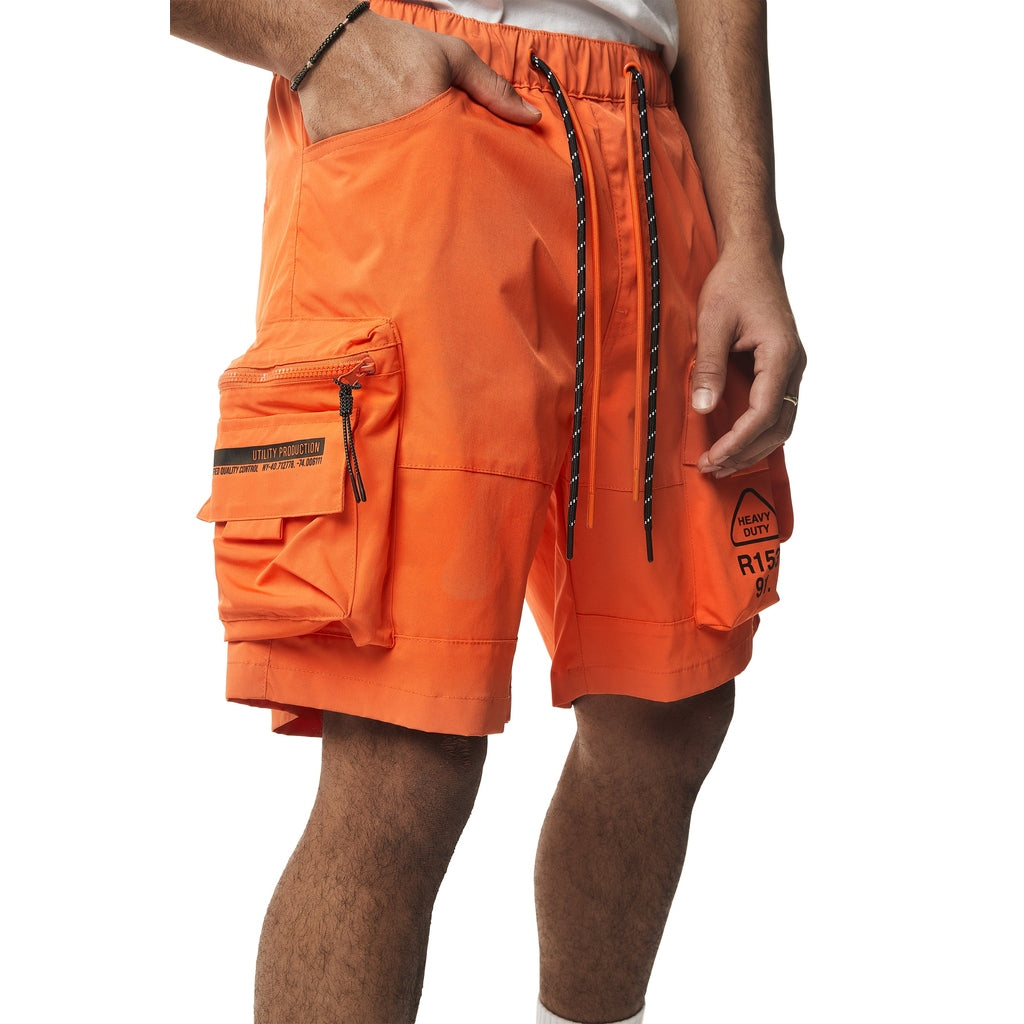 Smoke Rise Utility Windbreaker Cargo Shorts - Orange