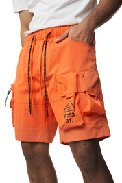Utility Windbreaker Cargo Shorts - Orange