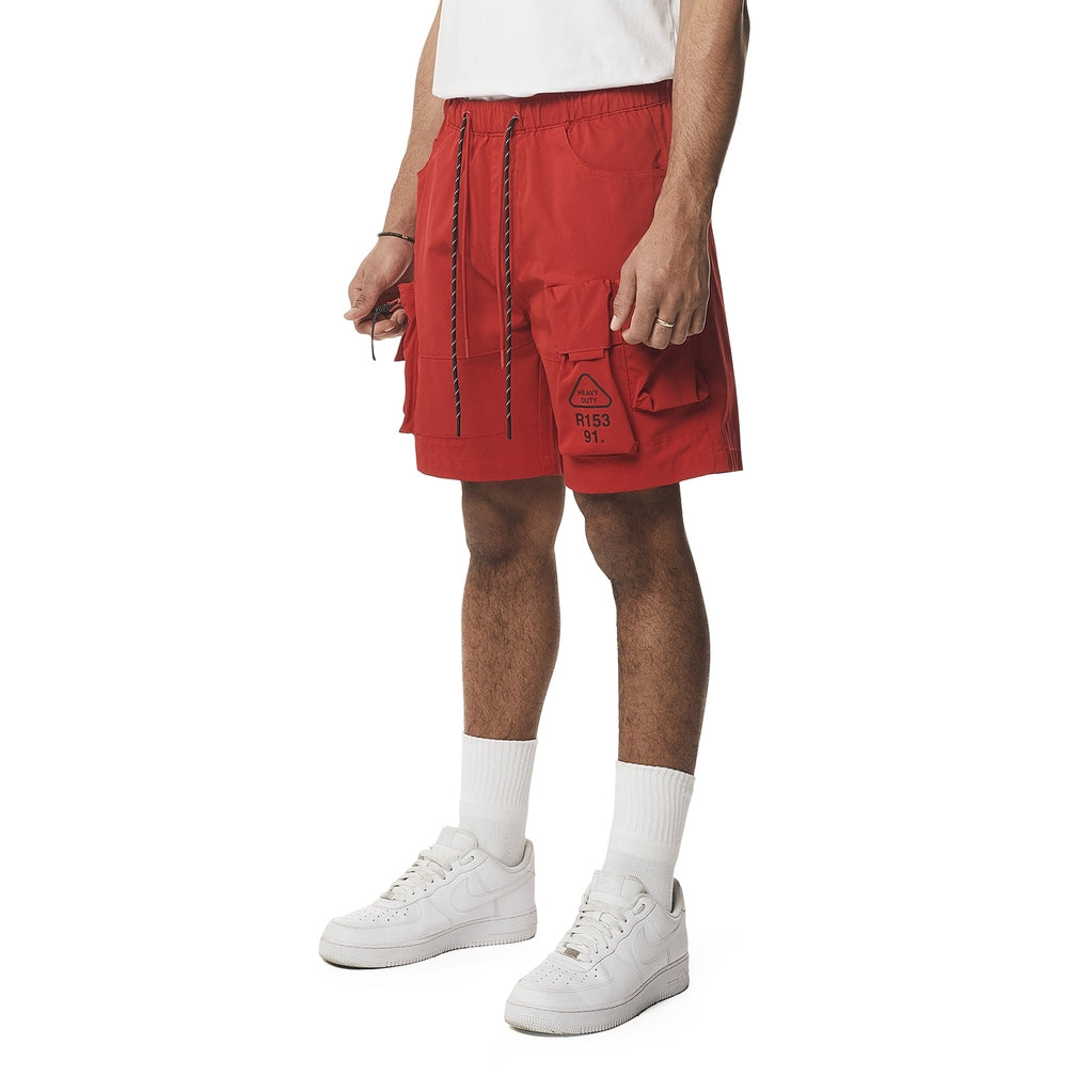 Smoke Rise Utility Windbreaker Cargo Shorts - Red