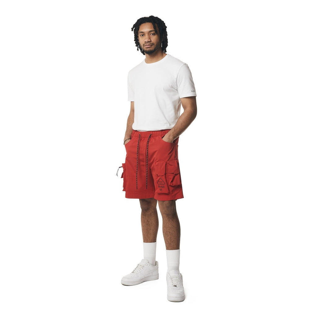 Smoke Rise Utility Windbreaker Cargo Shorts - Red