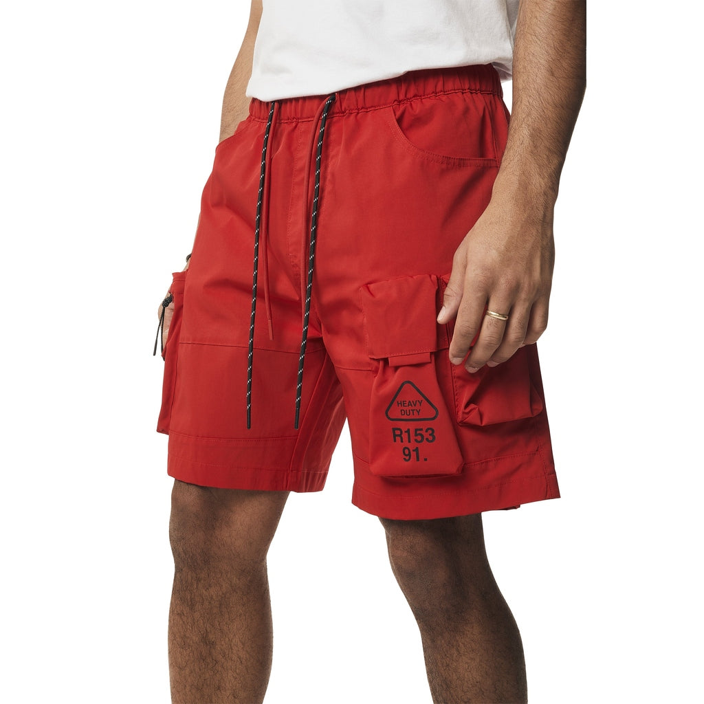 Smoke Rise Utility Windbreaker Cargo Shorts - Red