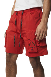 Utility Windbreaker Cargo Shorts - Red