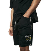 Smoke Rise Graphic Twill Shorts - Black