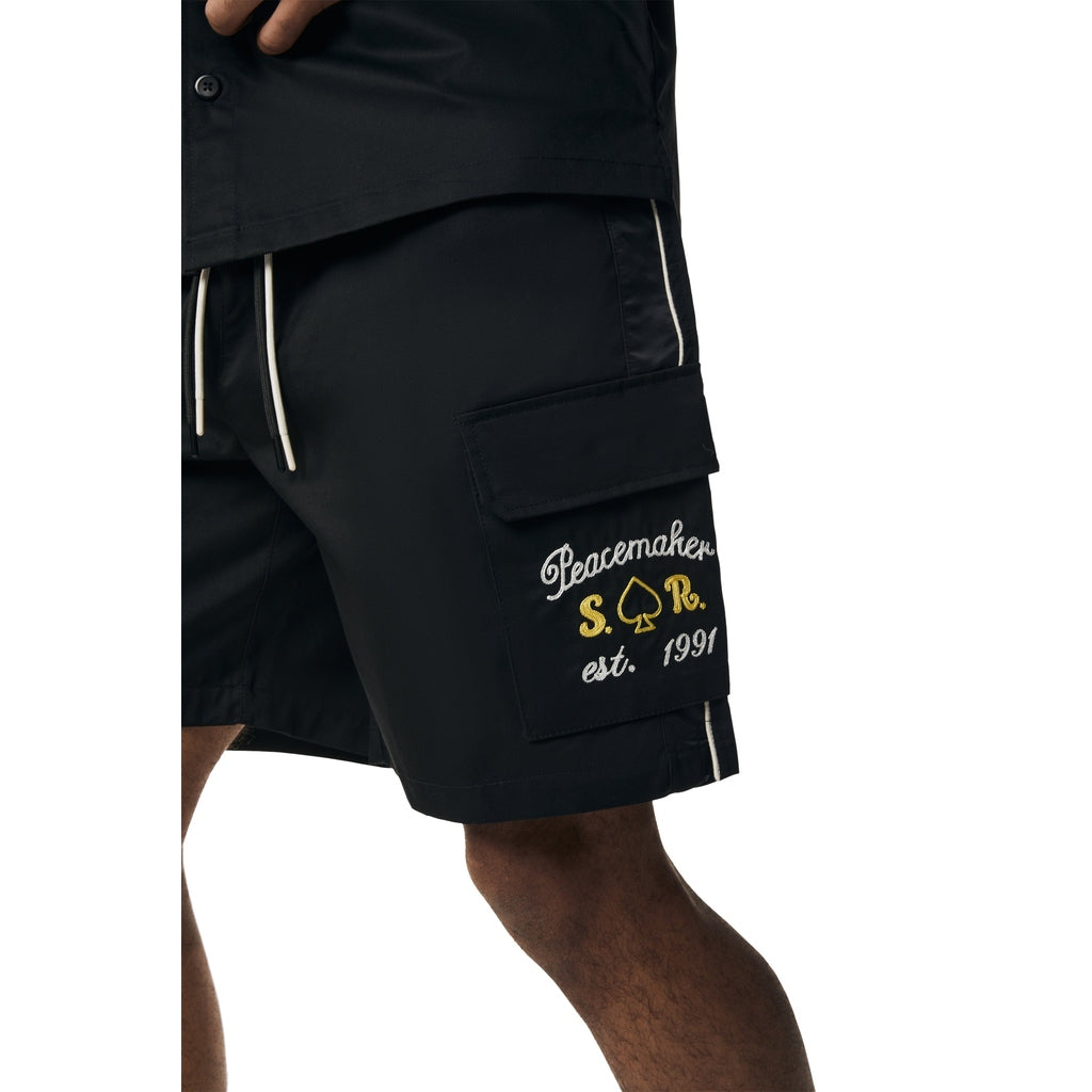 Smoke Rise Graphic Twill Shorts - Black