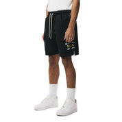 Smoke Rise Graphic Twill Shorts - Black