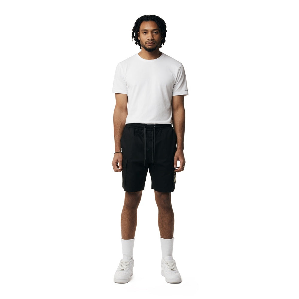 Smoke Rise Graphic Polished Twill Shorts - Black