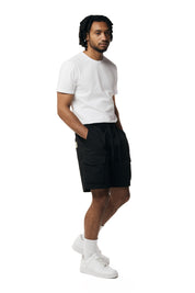 Smoke Rise Graphic Polished Twill Shorts - Black