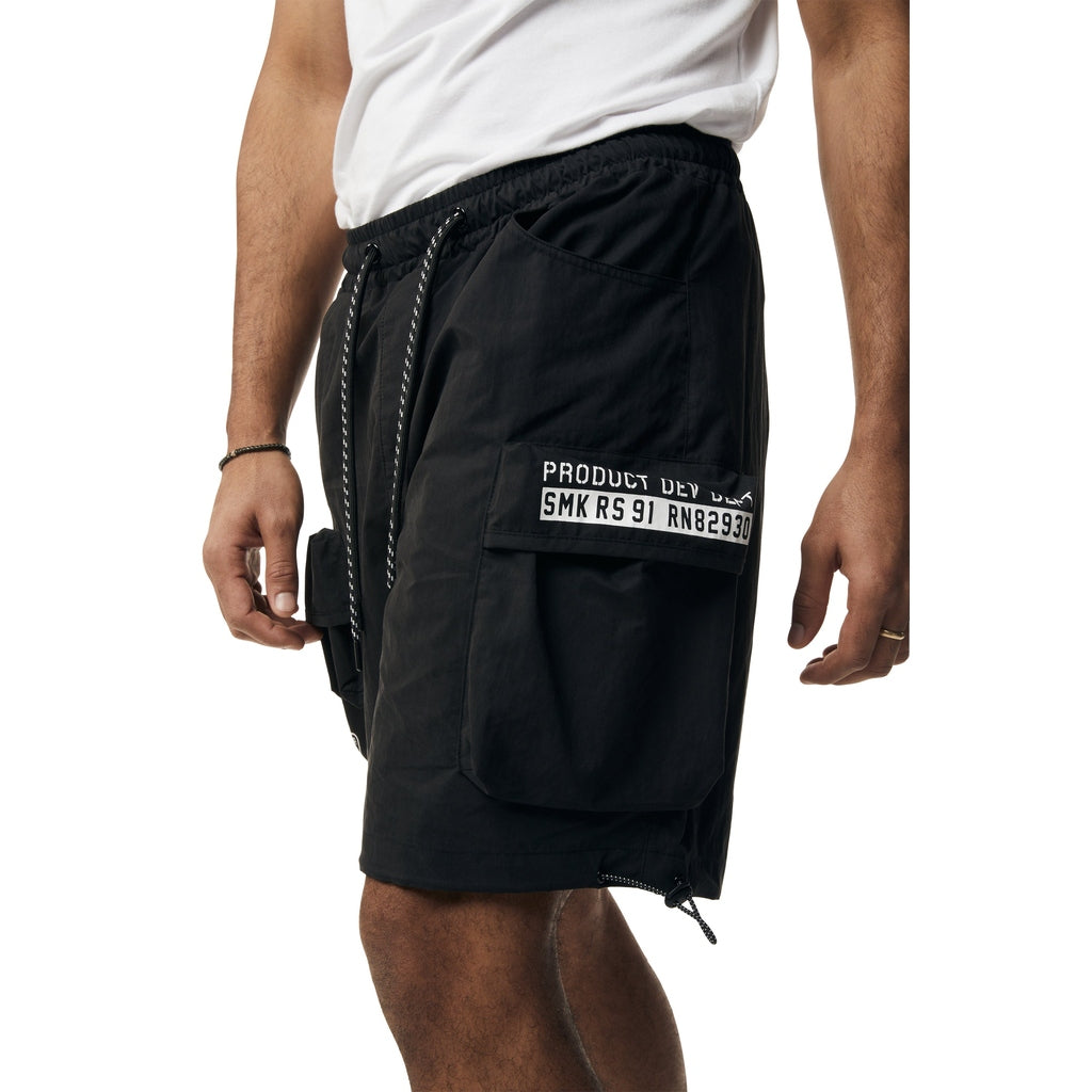 Smoke Rise Brushed Cargo Shorts - Black