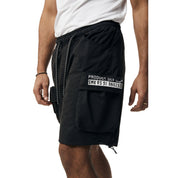 Smoke Rise Brushed Cargo Shorts - Black