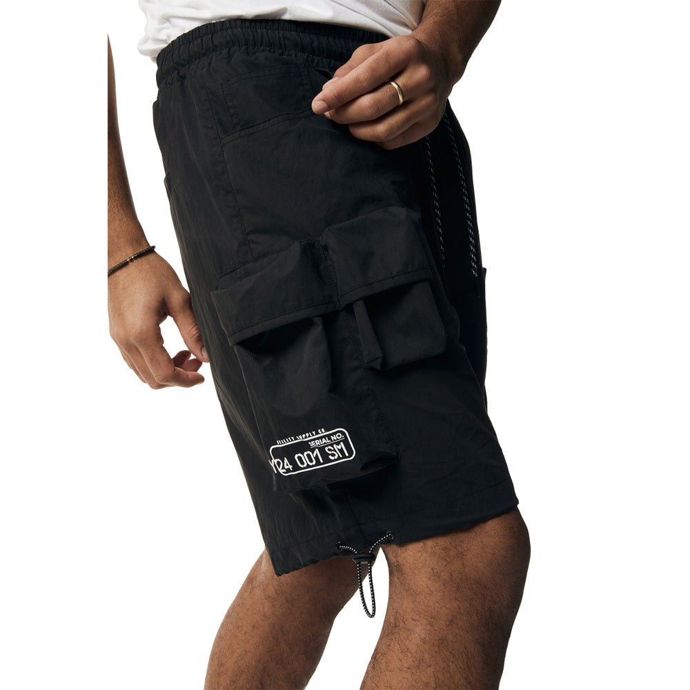 Smoke Rise Brushed Cargo Shorts - Black