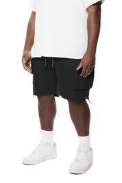 Big and Tall - Brushed Cargo Shorts - Black
