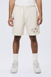 Graphic Heavy Textured Twill Shorts - Chalk