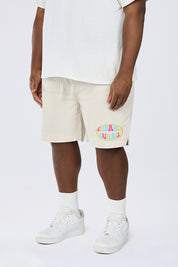Big And Tall - Graphic Heavy Textured Twill Shorts - Chalk