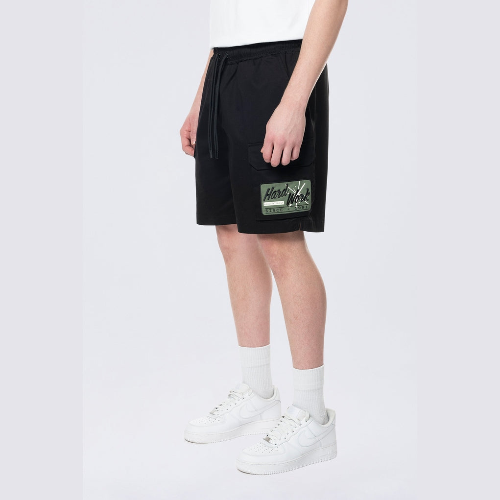 Smoke Rise Pitstop Cargo Twill Lounge Shorts - Black