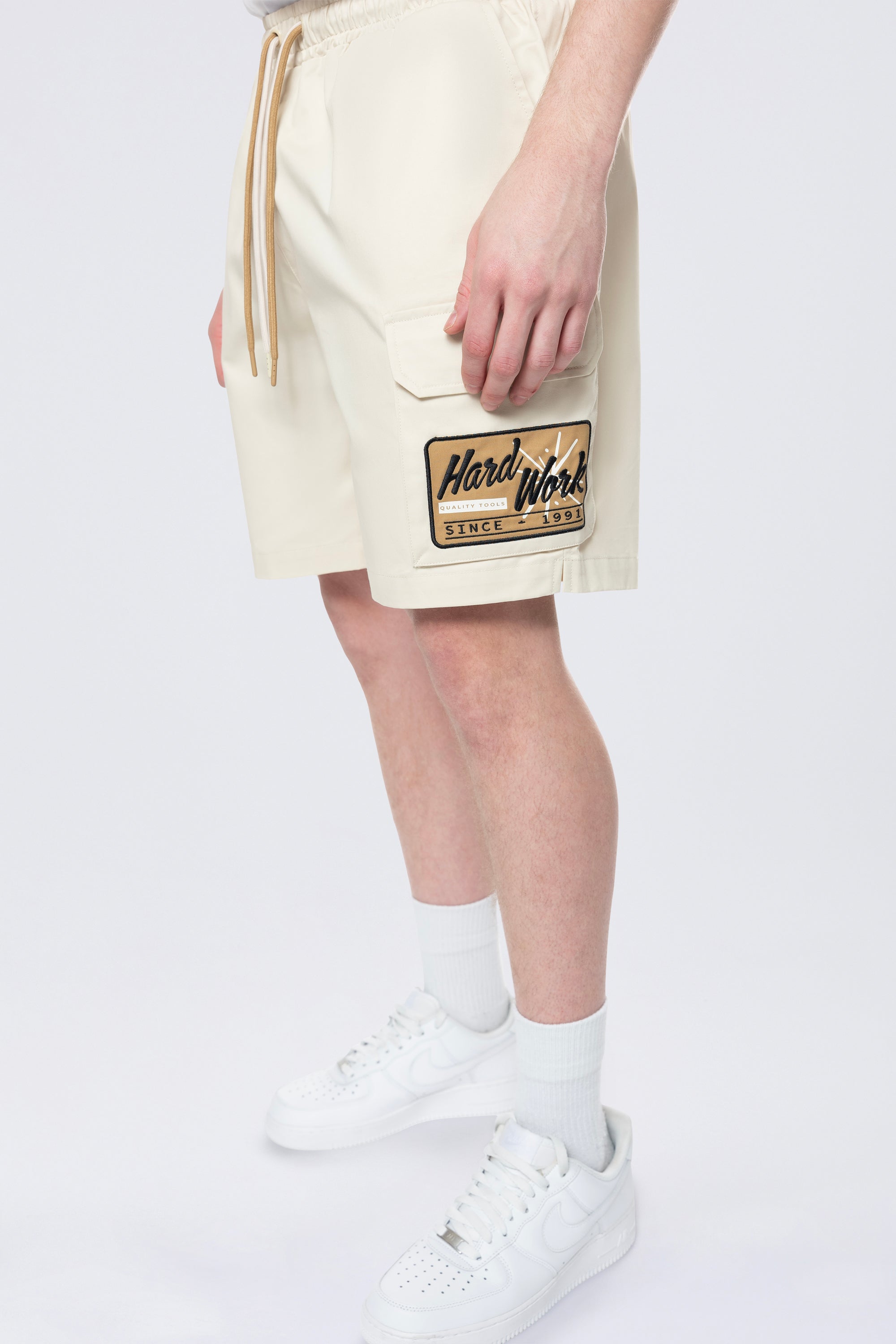 Pitstop Cargo Twill Lounge Shorts - Ecru