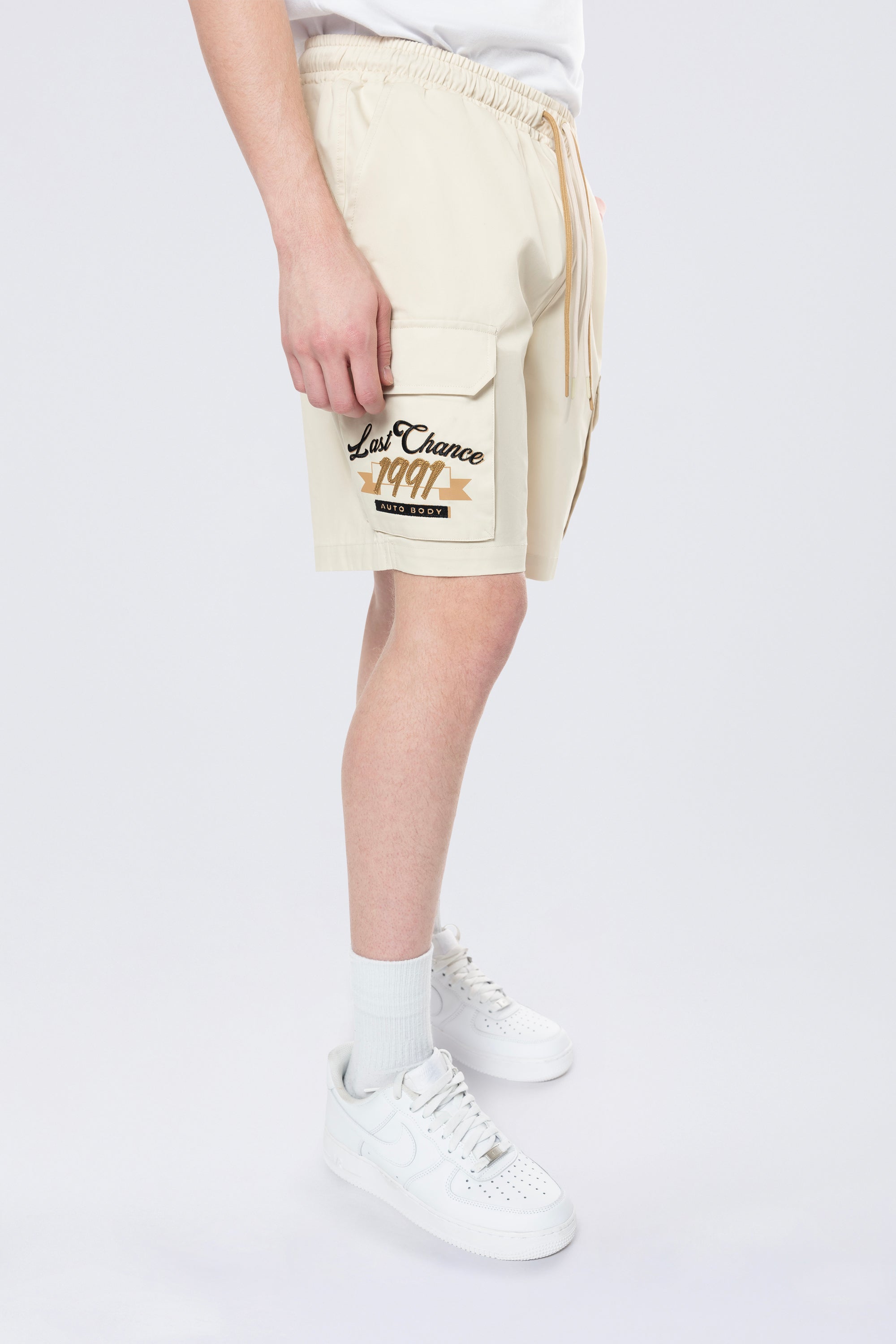 Pitstop Cargo Twill Lounge Shorts - Ecru