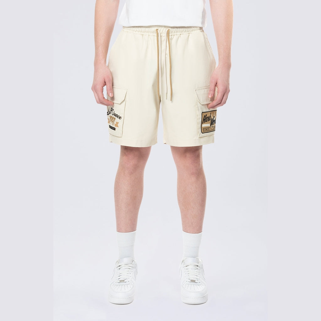 Smoke Rise Pitstop Cargo Twill Lounge Shorts - Ecru