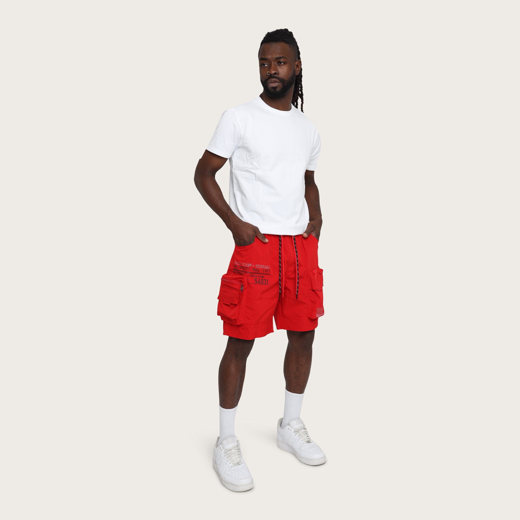 Lounge Utility Cargo Shorts - Red