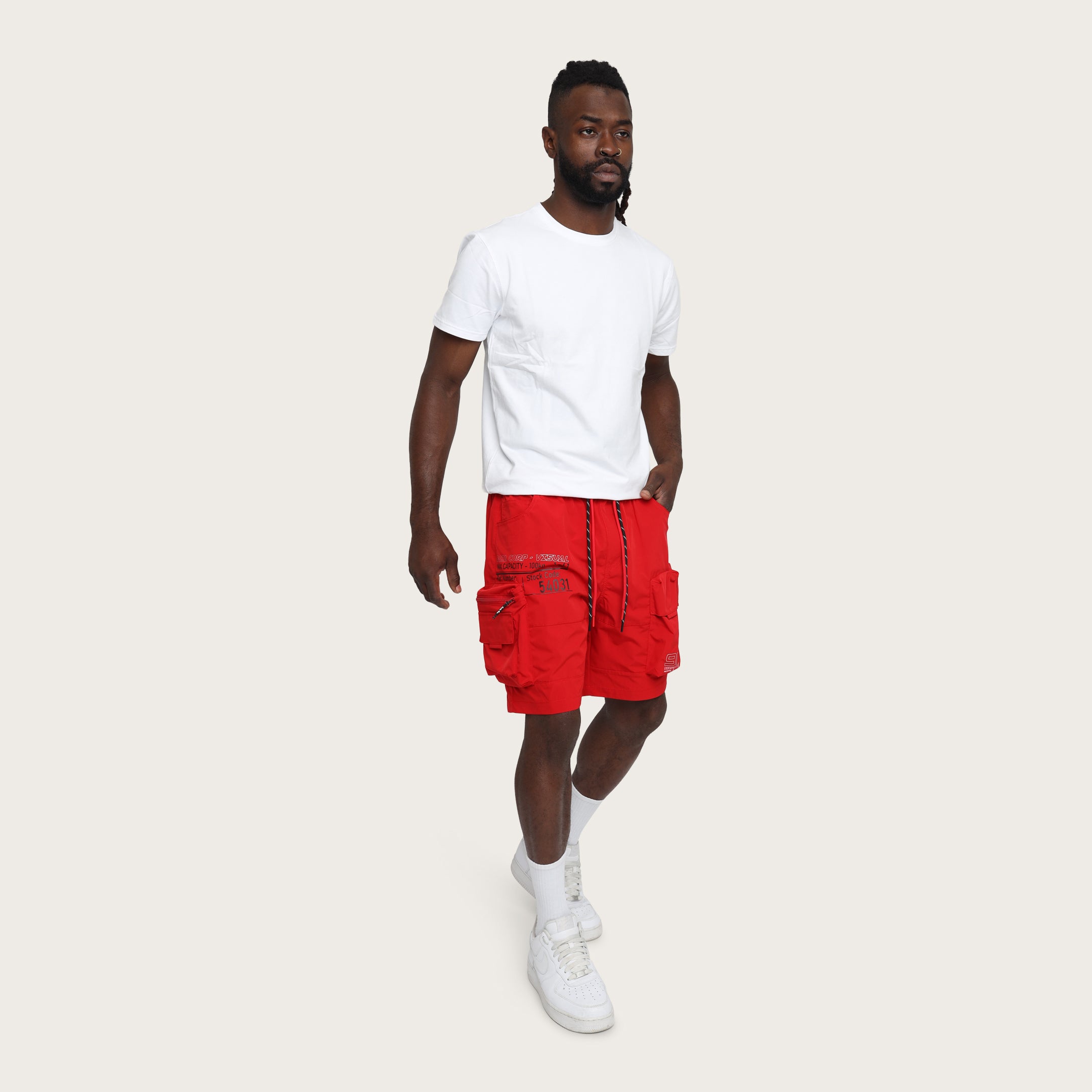Lounge Utility Cargo Shorts - Red