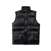 Smoke Rise Utility Vegan Leather Vest - Black