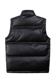 Utility Vegan Leather Vest - Black