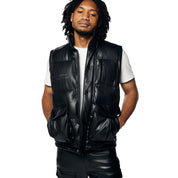 Smoke Rise Utility Vegan Leather Vest - Black