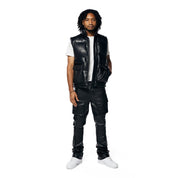 Smoke Rise Utility Vegan Leather Vest - Black