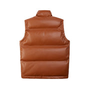 Smoke Rise Utility Vegan Leather Vest - Cognac