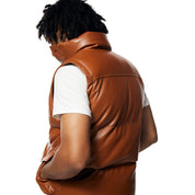 Smoke Rise Utility Vegan Leather Vest - Cognac