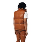 Utility Vegan Leather Vest - Cognac